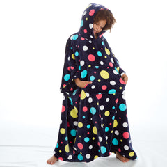 Girls Bubbles Navy Oversized Blanket Poncho