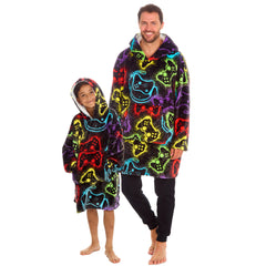 MINI ME Mens and Boys Matching Blanket Hoodie Gamer