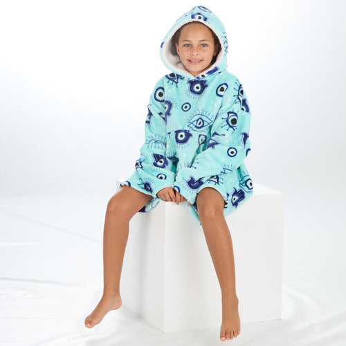 Girls Evil Eye Print Oversized Blanket Hoodie