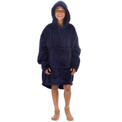 Boys Navy Shimmering Oversized Blanket Hoodie