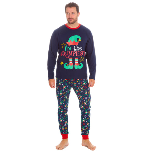 Mens Christmas Matching Cotton Long Sleeved Pyjamas Set