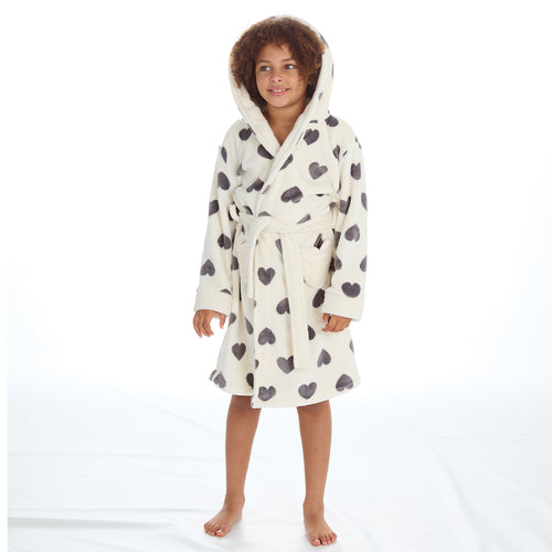 Girls Heart Cream Robe