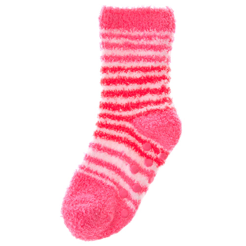 Baby Girls Sherpa Slipper Socks with Grippers Pink Dot