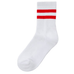 Boys Cotton Rich White Sport Socks Striped 6 Pairs