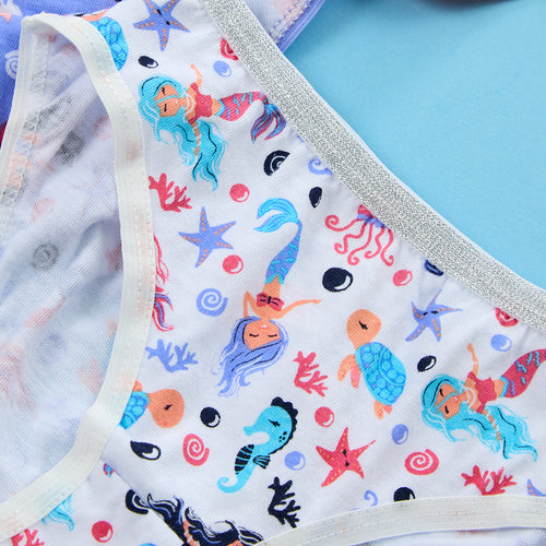 Girls 100% Cotton Sea Briefs 5 Pack