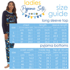 Womens Chanukah Theme Pyjamas Sets Navy