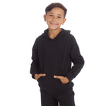 Boys Plain Cotton Rich Tracksuit Hooded Sweatshirt and Joggers Set Black