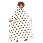 Girls Heart Print Oversized Blanket Poncho