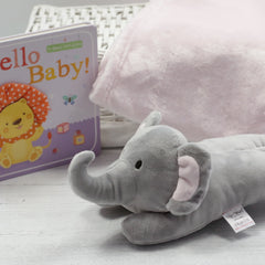 Baby Elephant Soft Toy and Blanket Pink Set