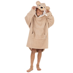 Boys Beige Teddy Oversized Blanket Hoodie