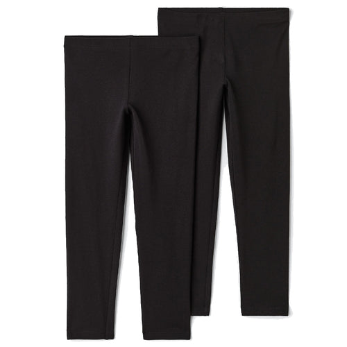 Girls Cotton Rich Black Leggings 2 Pack