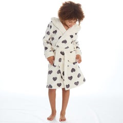 Girls Heart Cream Robe