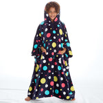 Girls Bubbles Navy Oversized Blanket Poncho