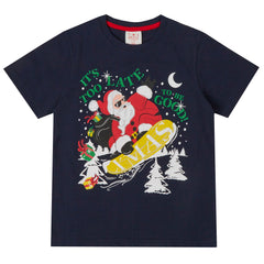 Kids Christmas Novelty Print Short Sleeve T-Shirt Navy