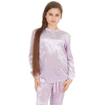 Girls Crushed Velvet Lilac Lounge Set