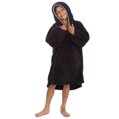 Boys Black Snuggle Oversized Blanket Hoodie