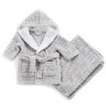 Baby Grey Embossed Robe and Blanket Set