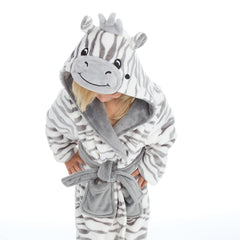 Girls Zebra Grey Robe