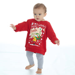 Baby Christmas Sweatshirt With Cuffed Hems Red