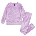 Girls Crushed Velvet Lilac Lounge Set