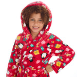 Girls Red Hooded Xmas Dressing Gown