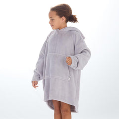 Girls Silver Grey Plain Oversized Blanket Hoodie