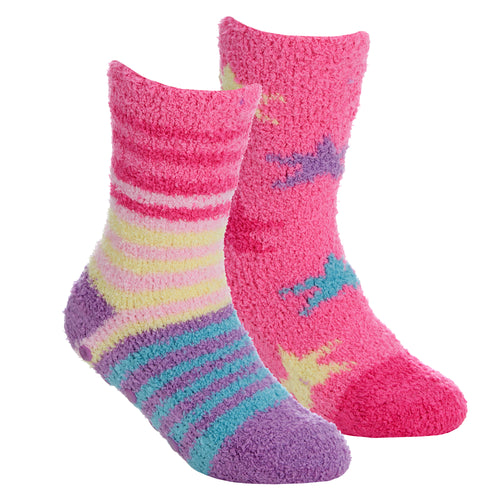 Baby Girls Sherpa Slipper Socks with Grippers Pink Yellow