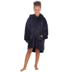 Girls Grey Shimmering Oversized Blanket Hoodie