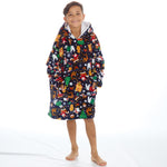 Boys Christmas Print Oversized Blanket Hoodie