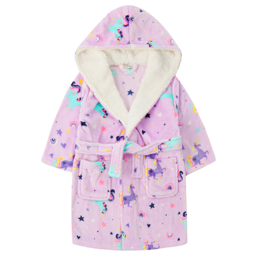 Personalised Girls Unicorn Lavender Robe