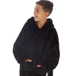 Boys Black Onyx Plain Oversized Blanket Hoodie