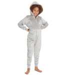 Girls Crushed Velvet Silver Onesie