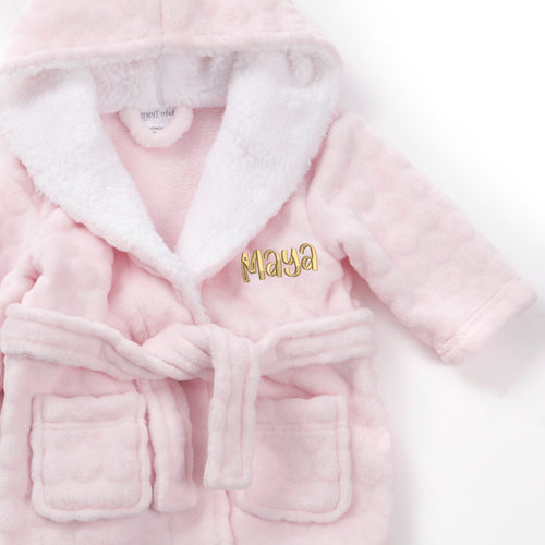 Personalised Baby Circles Embossed Pink Robe