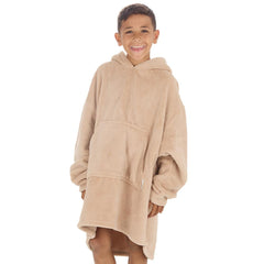 Boys Beige Toffee Plain Oversized Blanket Hoodie