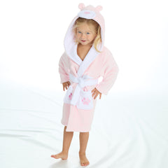 Girls Teddy Bear Pink Robe