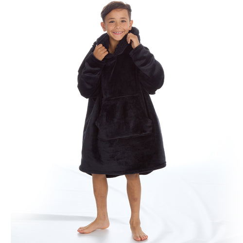 Boys Metallic Black Oversized Blanket Hoodie