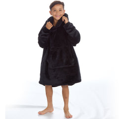 Boys Metallic Black Oversized Blanket Hoodie