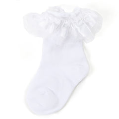 Baby Girls Tutu Ribbon White Socks 1 Pair