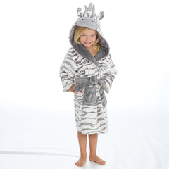 Girls Zebra Grey Robe