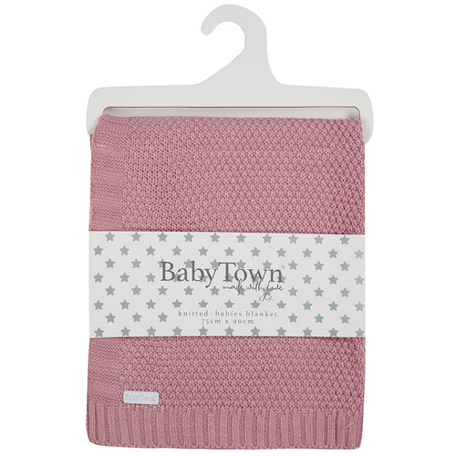 Baby Knitted Dusky Pink Blanket