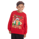 Kids Christmas Sweatshirt With Cuffed Hems Red