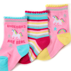 Baby Cotton Rich Pink Unicorn Socks 3 Pairs