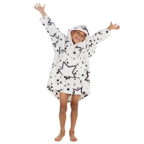 Boys Stars Print Oversized Blanket Hoodie