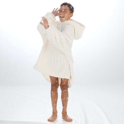 Boys Cream Cable Oversized Blanket Hoodie