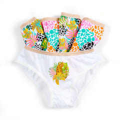 Girls 100% Cotton Tropical Briefs 5 Pack