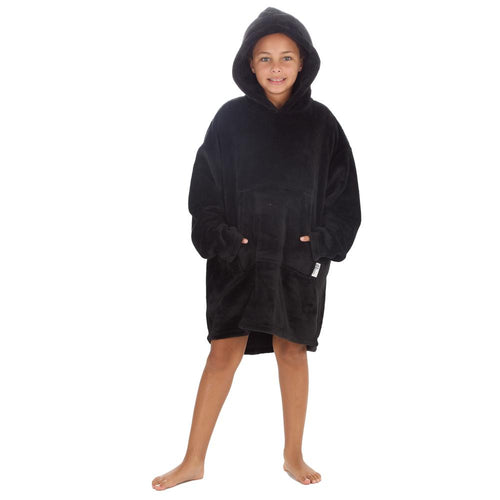 Girls Black Onyx Plain Oversized Blanket Hoodie