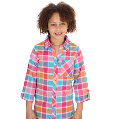 Girls Hot Pink Check Lounge Shirt