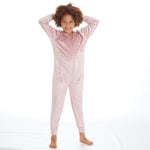 Girls Crushed Velvet Pink Onesie