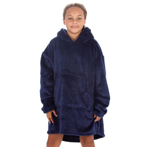 Girls Navy Shimmering Oversized Blanket Hoodie