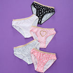 Girls 100% Cotton Dots Briefs 5 Pack